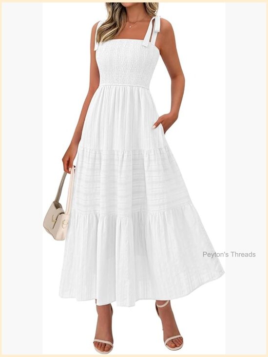 Dresses & Skirts - Smocked Spaghetti Strap Maxi Dress with Pockets